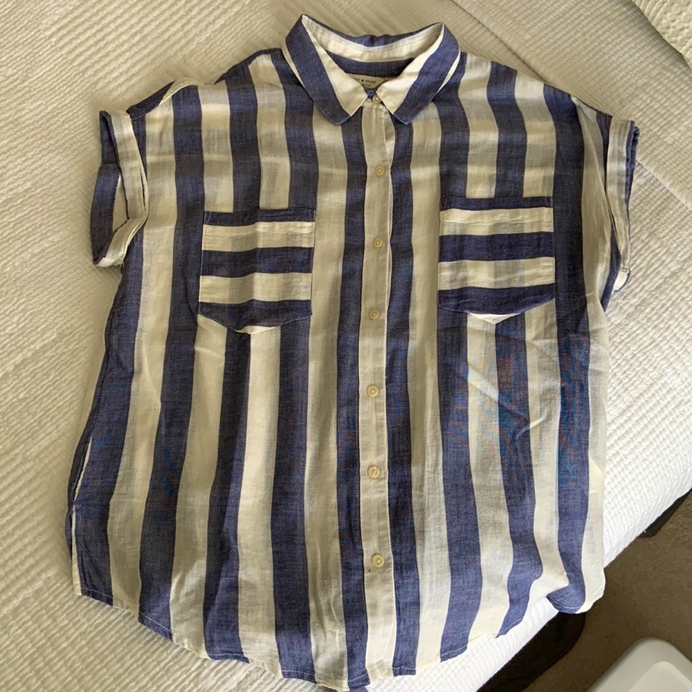 Lucky Brand Blue and White Striped ButtonUp